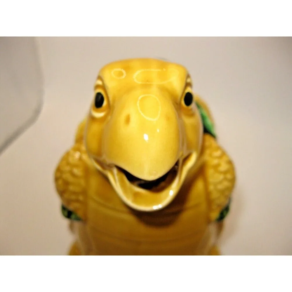 Anthropomorphic Turtle Pitcher & 4 Cups Tiki Barware Norleans Gold & Green Japan